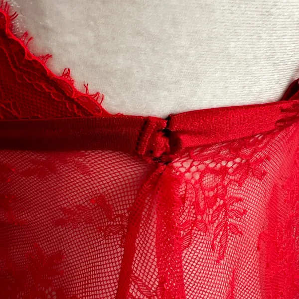 Red Lace Babydoll Top Y2K 2000s Coquette Fairycore Romantic‎ Small - Image 3
