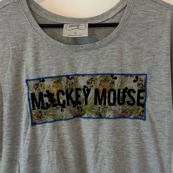 Disney Boutique Grey Mesh Panel Mickey Mouse Short Sleeve T-Shirt - Image 4