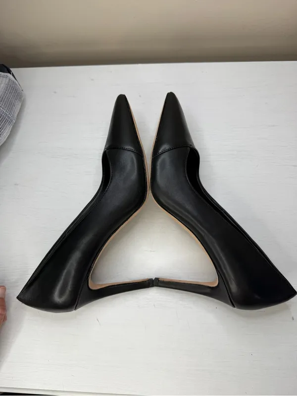 Antonio Melani Black Leather Pointed Toe Stiletto Pumps sz 10 - Image 13