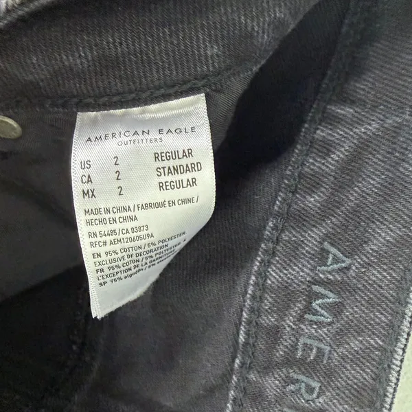 American Eagle Mom Straight Jean Washed Black Denim High Rise Size 2 Regular - Image 10