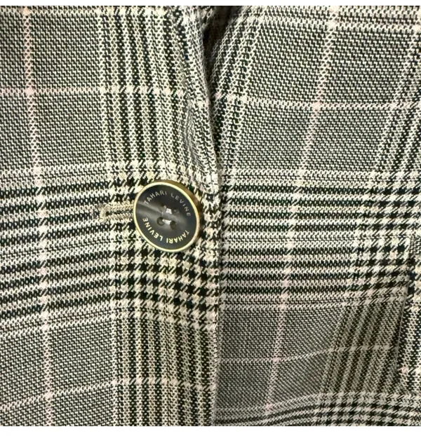 Tahari Arthur S. Levine Plaid Blazer - Grey/Pink Glen Check - Size 4 - Image 4