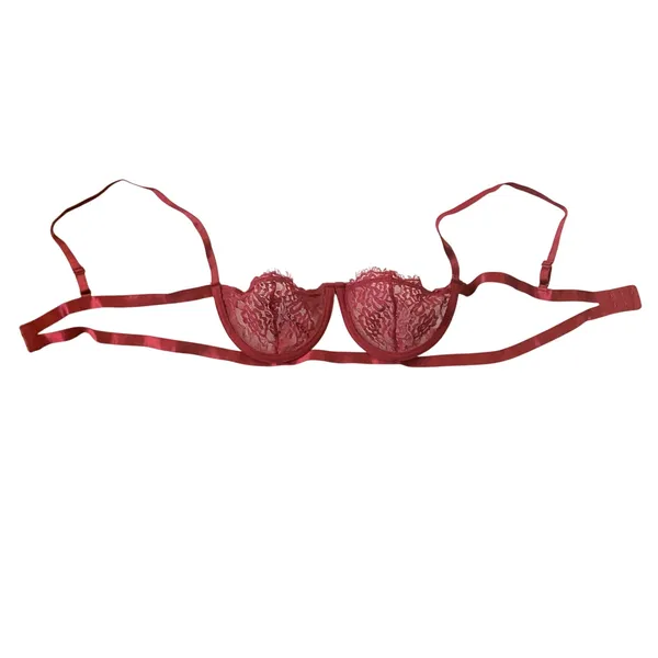 Red Lace Strappy Bra Size M - Image 4