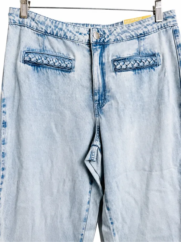 NWT Michael Kors Selma High Rise Crop Wide Leg Jeans Light Wash Size 10 - Image 3