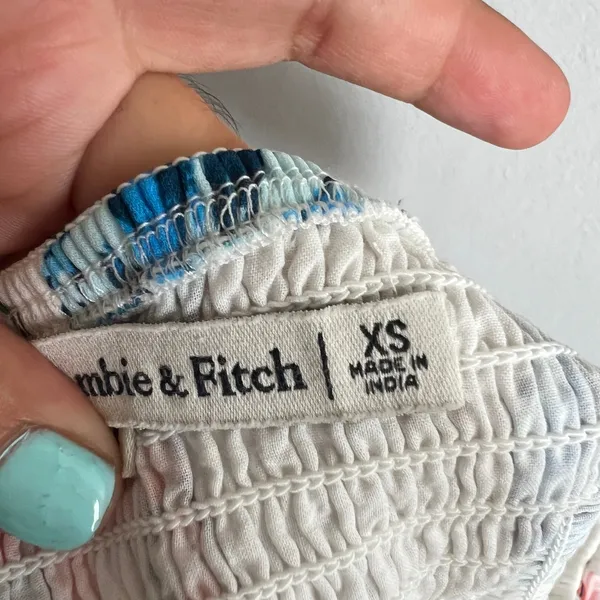 Abercrombie & Fitch‎ White Puff Sleeve Top Milkmaid Boho Renaissance XS - Image 4