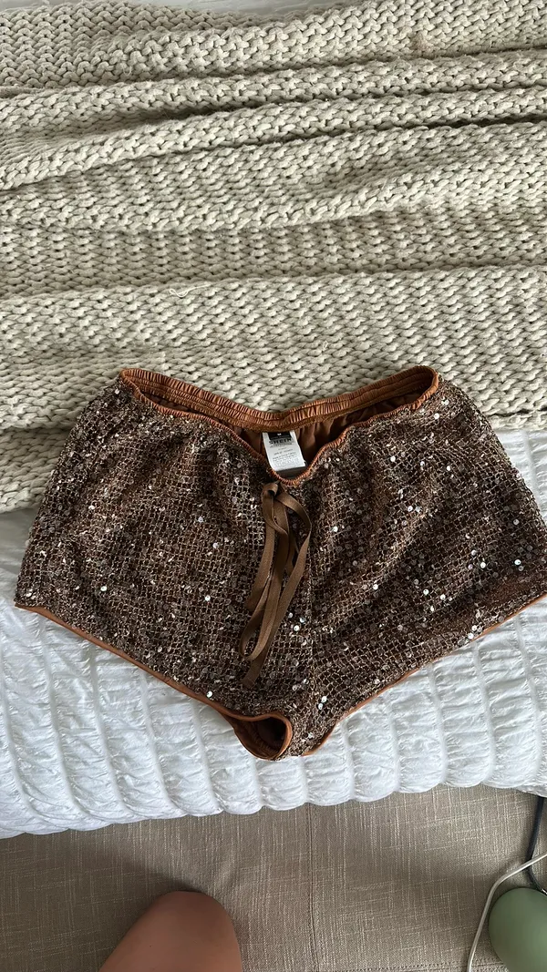SheIn Brown Sequin Micro Short - Image 3