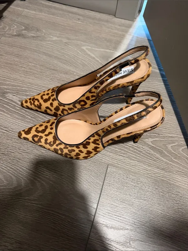Steve Madden Leopard-Print Pointed Slingback Pumps - Tan/Black - Image 3
