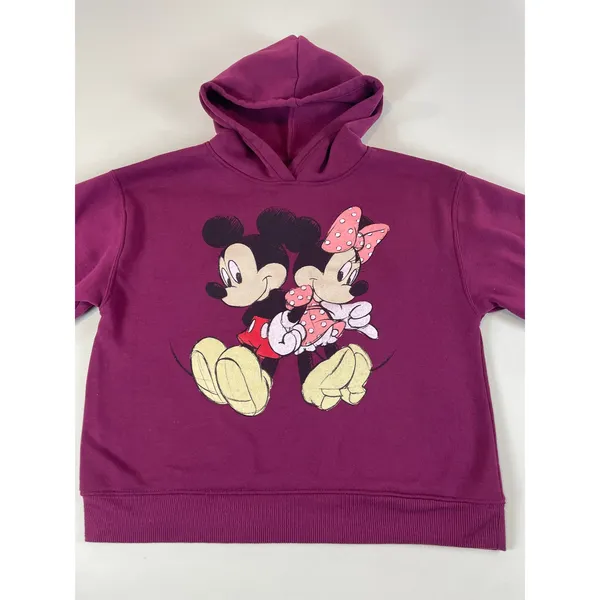 Disney Mickey & Minnie Hoodie Size M Burgundy Graphic Long Sleeve Sweatshirt - Image 2