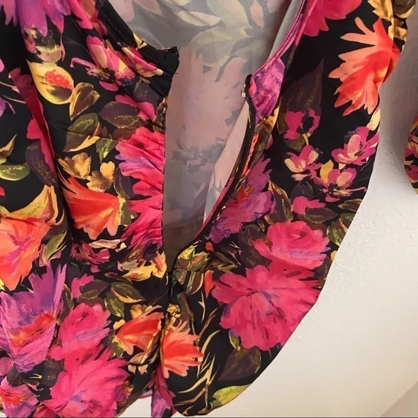 For Love & Lemons Dakota Long‎ Sleeve Ruched Floral Mini Dress Small NWT - Image 11