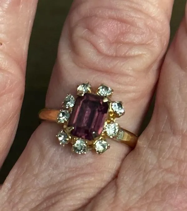 Vintage amethyst and rhinestones adjustable ring - Image 5