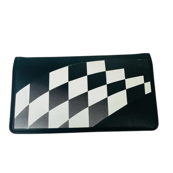 Checkered Black & White Design‎ Leather Checkbook Cover - Image 2
