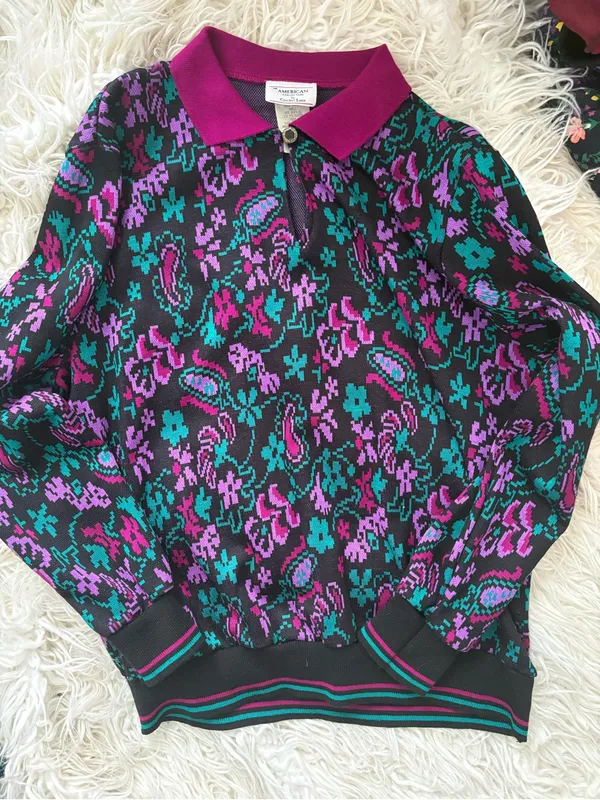 Vintage 80s Cricket Lane Floral Knit Skirt Set M S USA - Image 2