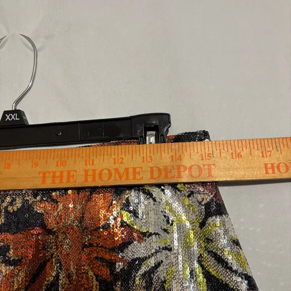 ZARA Basic size L Floral Sequin Multicolor Lined Mini Skirt - Image 4