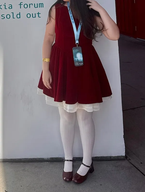 Cider red velvet boat neck dress - Image 6