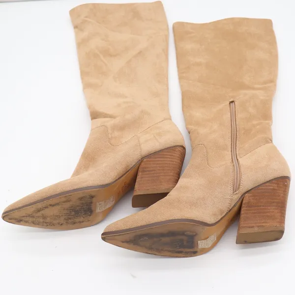 Oasis Society Womens Tan Faux Suede Pointed Toe Block Heel Knee High Boots 8.5 - Image 2