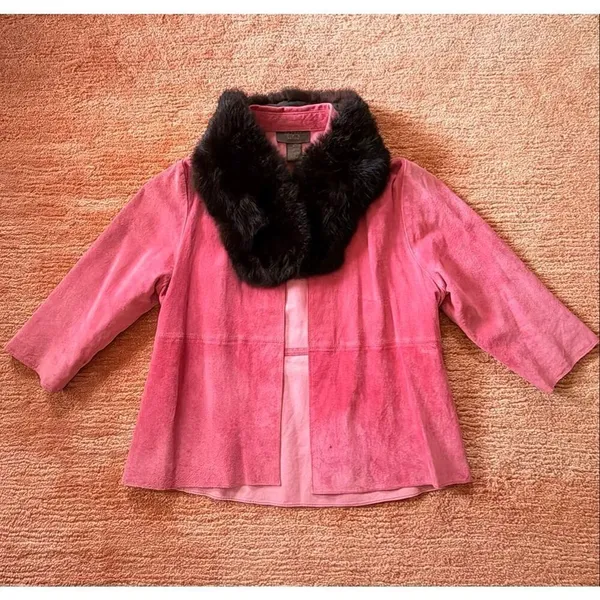 Vintage Real Fur Collar Brown Burgundy Tone Hook Closure Detachable - Image 2