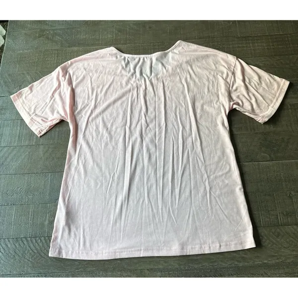 Women's Pink‎ V Neck Short Sleeve Tee Size Large - Image 7