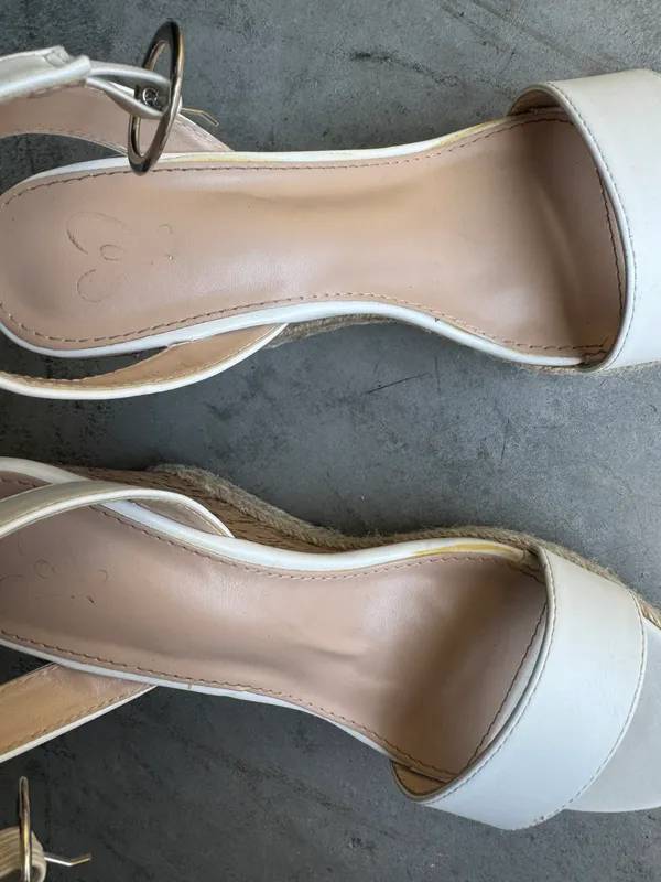 White Cork Wedges Size 8.5 - Image 6