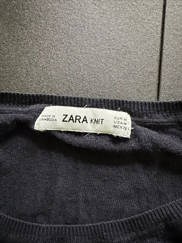 Zara Navy, White and Green Striped Long Sleeve sweater - Image 5