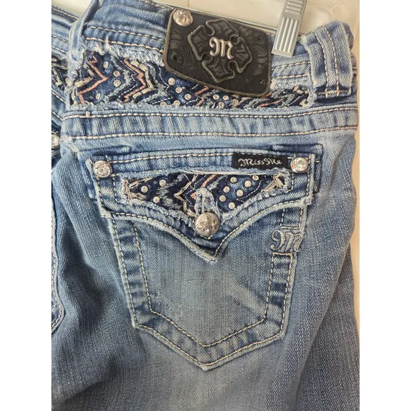 Miss Me Women’s 28 Light Wash Bootcut JP5487B Denim Jeans Rhinestone Detail - Image 5