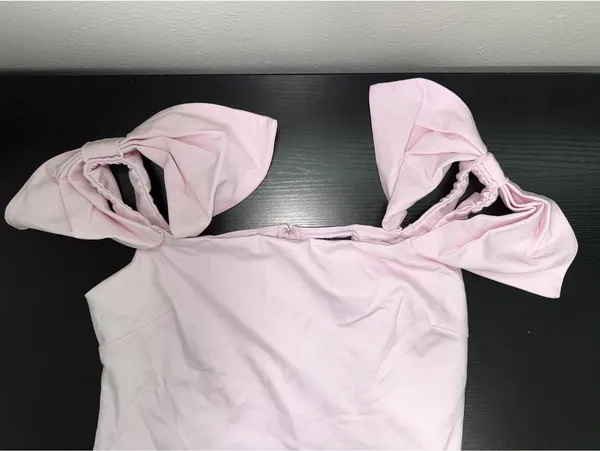 Wild Fable Light Pink Puff‑Bow Sleeve Mini Dress – Size L, NWT - Image 4