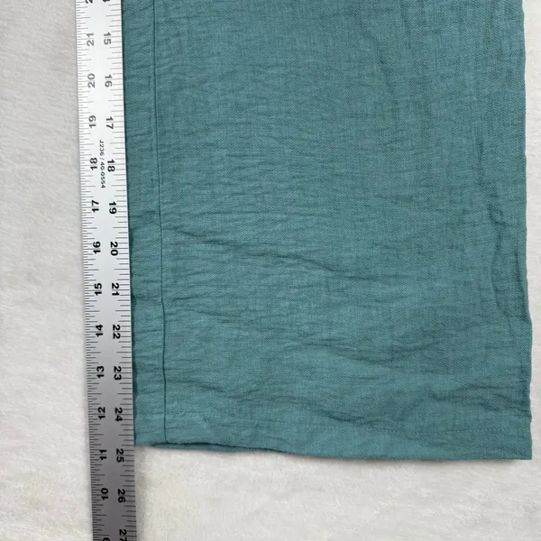 Happily Grey Teal‎ Green Wide Leg Textured Elastic Waist Pants Small - Image 5