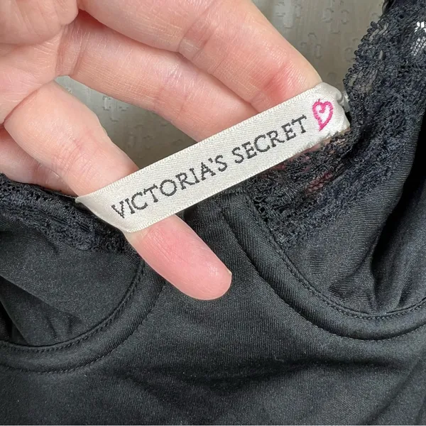 Victoria's‎ Secret Black Vintage Lace Underwire Satin Slip Dress - Image 4