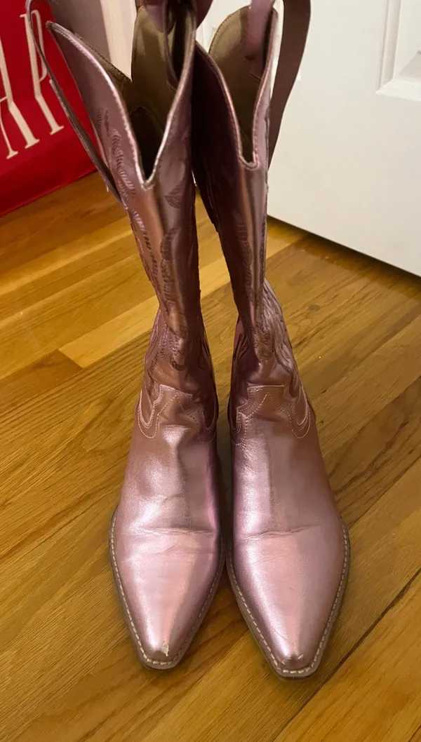 Pink Metallic Cowgirl Boots - Image 3