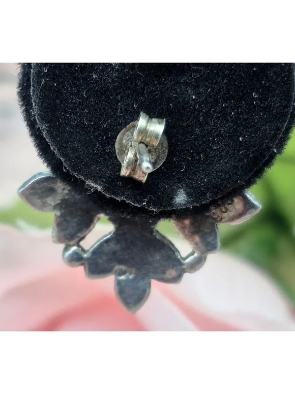 Cute 925 & Marcasite Silver Pierced Stud Earrings Whimsigoth Witchy Classic - Image 6
