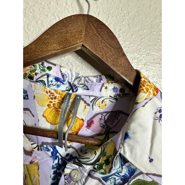 Anthropologie Pollie Short-Sleeve Swing Tunic Mini Dress Shattered Porcelain M - Image 3