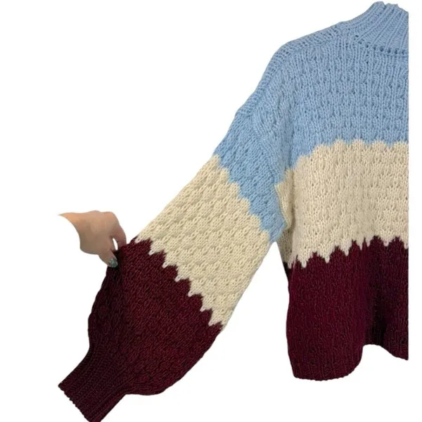Anthropologie Nell Chunky Knit‎ Colorblocked Sweater Size Medium Cozy Casual - Image 9