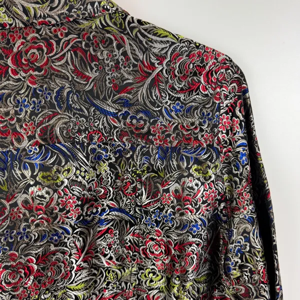 Chicos Floral Silk‎ Button Down Jacket Shirt Sz 2 Large Colorful Boho Maximalist - Image 3