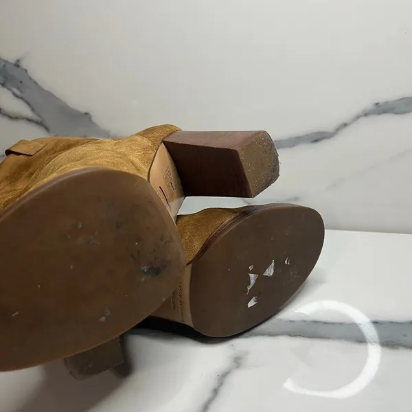 Sigerson Morrison Minimalist Women's Brown Suede Block Heel Boho Western Sz 7 - Image 6
