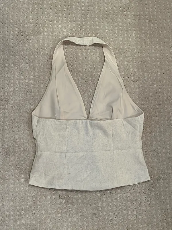 Linen-Blend Coastal Halter Top (NWOT) - Image 2