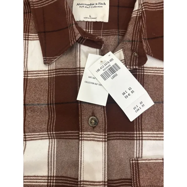 Abercrombie & Fitch Women Soft AF Oversized Flannel Shirt Plaid L Chore Ranch - Image 3