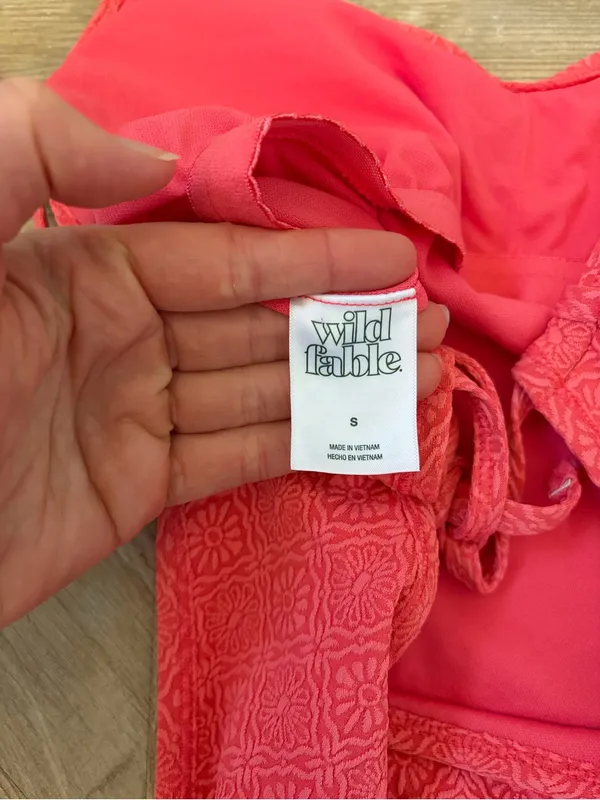 Wild Fable Coral Pink One Piece Swimsuit Tribal Diamond Pattern Size Small Beach - Image 3