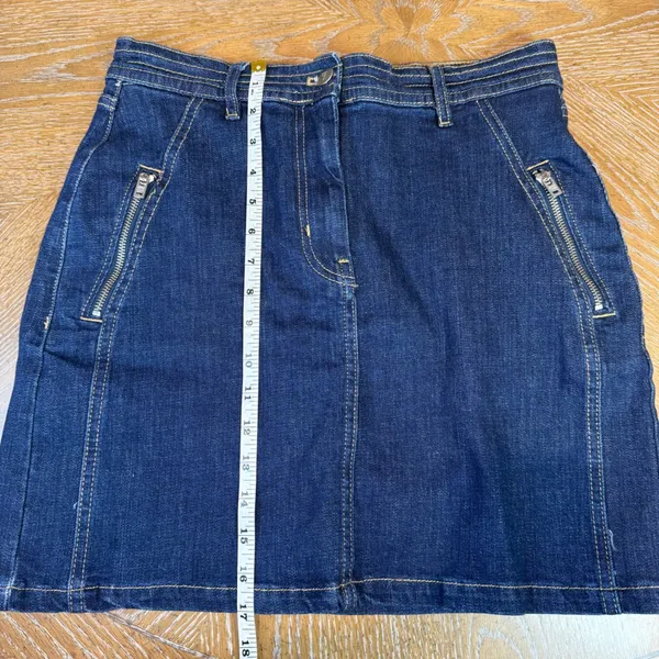 Pilcro Anthropologie Polished Denim Mini‎ Skirt Dark Wash Size 6 - Image 7