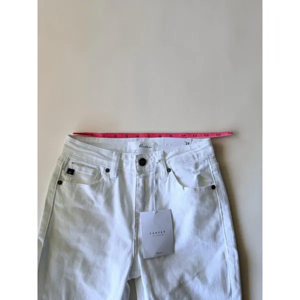 KanCan White High Rise Ankle Skinny Jeans Distressed Frayed Tulip Hem 1/24 NEW - Image 7