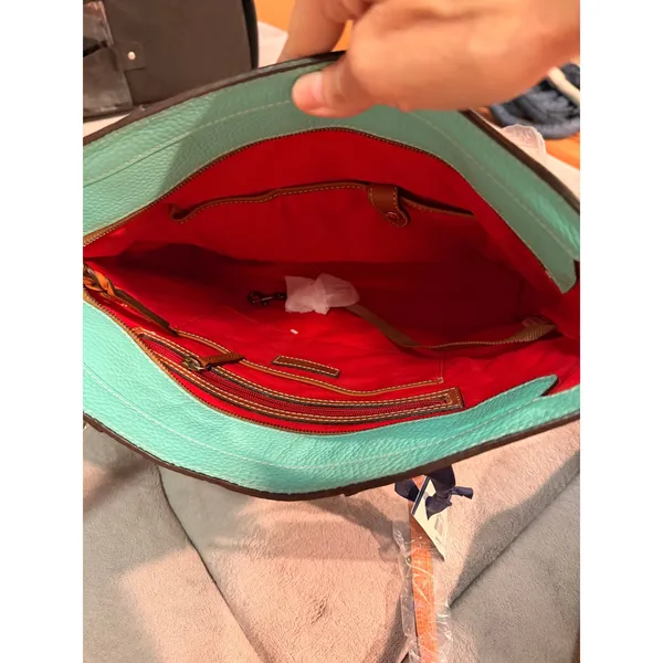 Dooney & Bourke Womens Tote Bag Large Aqua Pebbled Leather Lexington Shopper NWT - Image 6