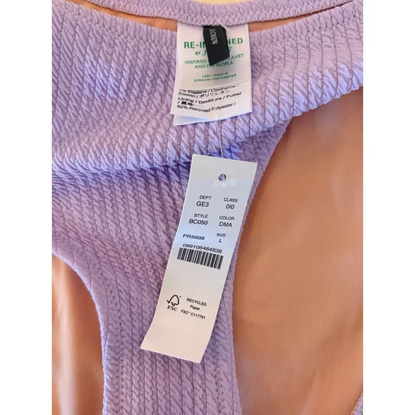 J.Crew‎ Bikini Bottom Womens L Purple NEW Cable Knit High Leg BC050 - Image 3