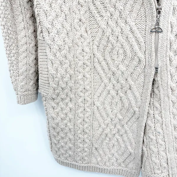 Aran‎ Mor Womens Merino Wool Irish Cable Knit Side Zip Coatigan Sweater Size S - Image 9