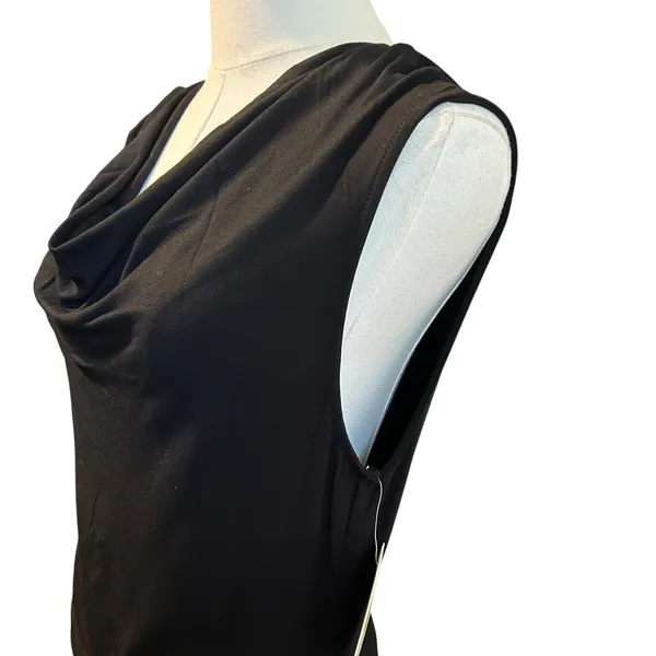 HALSTON NWT Black Cowl Neck Sleeveless Dress Sz LG Bodycon Wedding Formal Prom - Image 4
