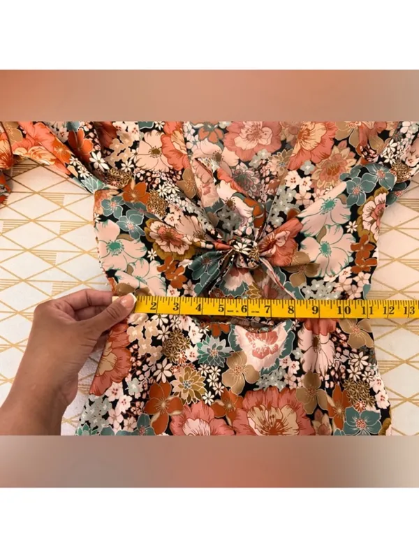 For Love & Lemons Long-Sleeve Floral Tie-Front Maxi Dress Size XS - Image 10