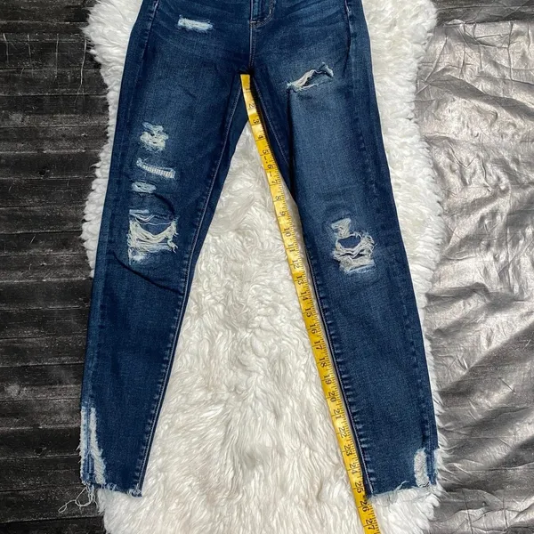 American Eagle Super High Rise Jeggings Dark Wash Distressed Normcore Softgirl - Image 6