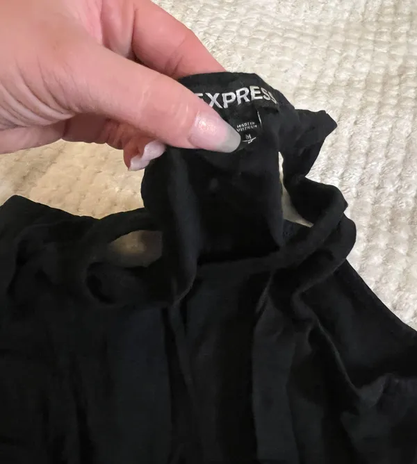 Express Medium Black Long Black Cotton Tank Maxi Dress - Image 3