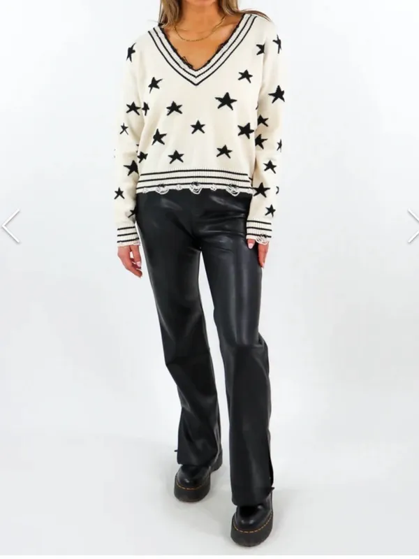 Rock N Rags THE SWEET LIFE SWEATER CREAM WITH BLACK STARS Size S - Image 3