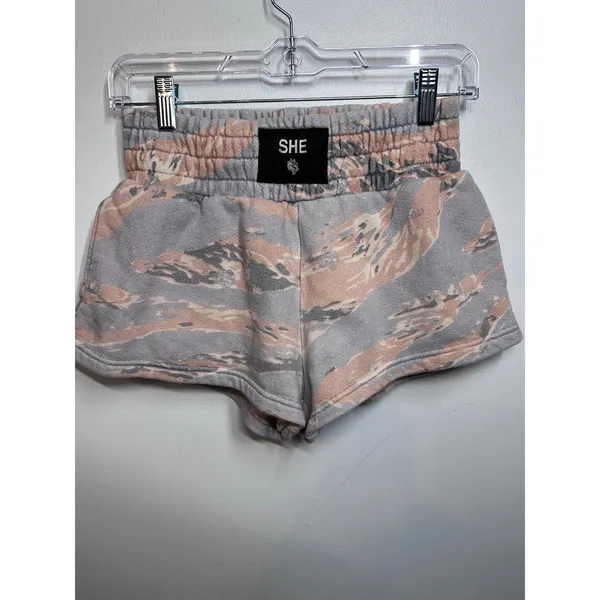 Darc Sport SHE Limited Edition Tiger Camo Sweat Shorts Grey Peach Small 10/500 - Image 2