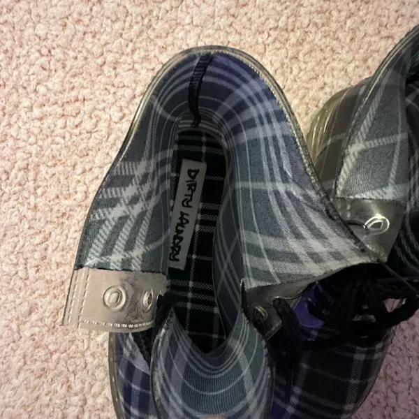 Dirty laundry plastic jelly plaid combat lace up boot 7 - Image 2