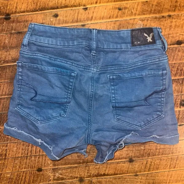 American Eagle hi-rise shortie 0 cutoff blue shorts - Image 4