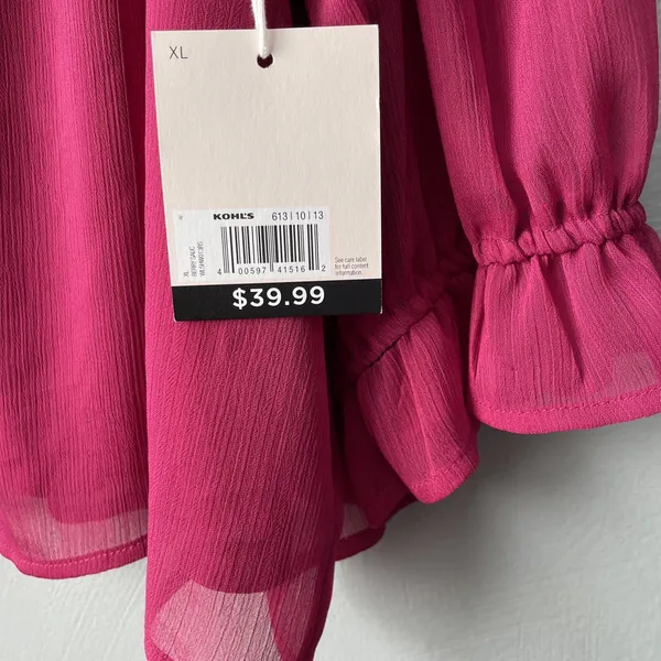 LC Lauren Conrad Top Size XL Berry Sheer Ruffled Romantic Feminine Lace Trimmed - Image 6