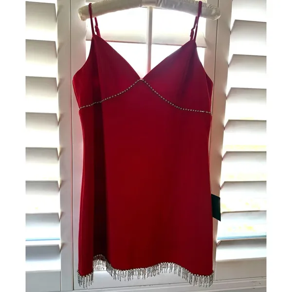 Lulus Red Mini Dress Y2K Glam rhinestones size XL Homecoming Date Party 90s - Image 2